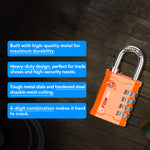 Forge 4-Digit Heavy Duty TSA Approved Lock for Travel & Gym, Orange Pack