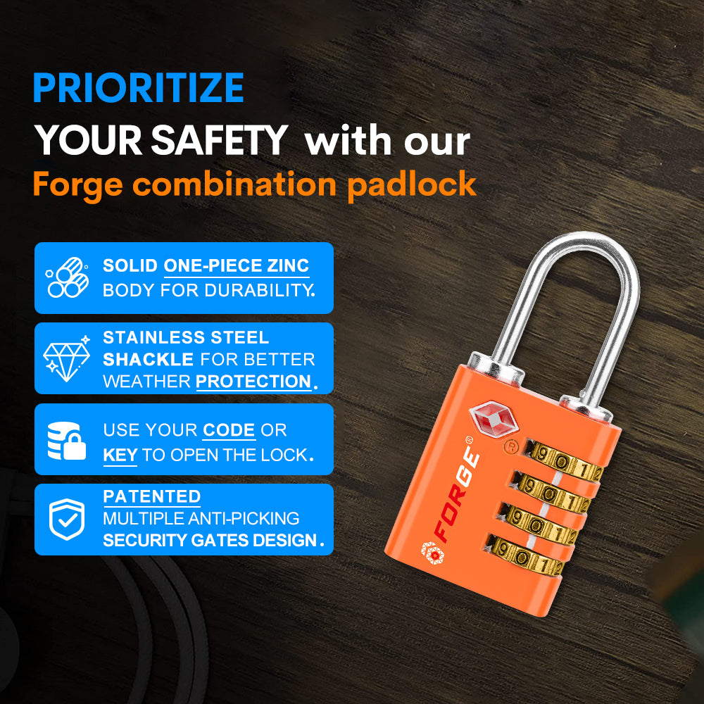Forge Dual-Access TSA Approved Lock (Guardian series, Orange pack)
