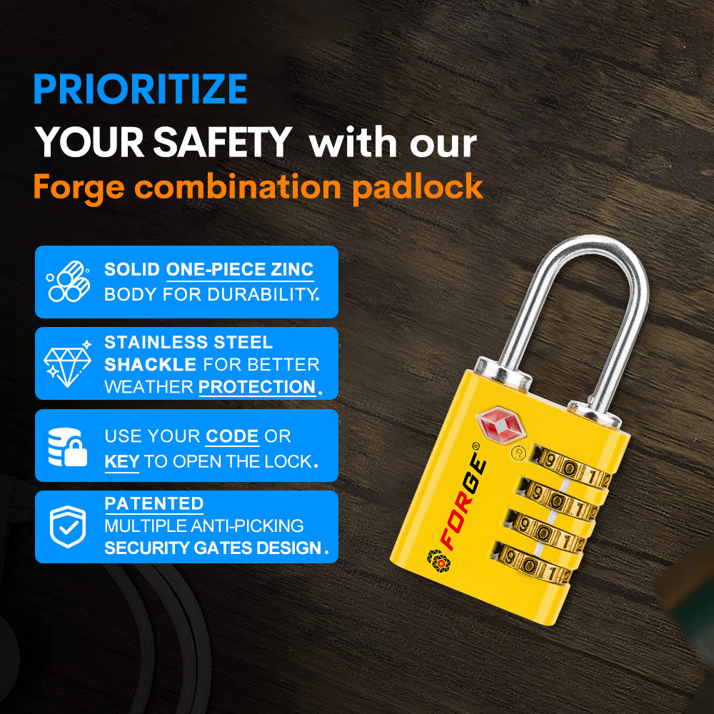 Forge Dual-Access TSA Approved Lock (Guardian series, Yellow pack)