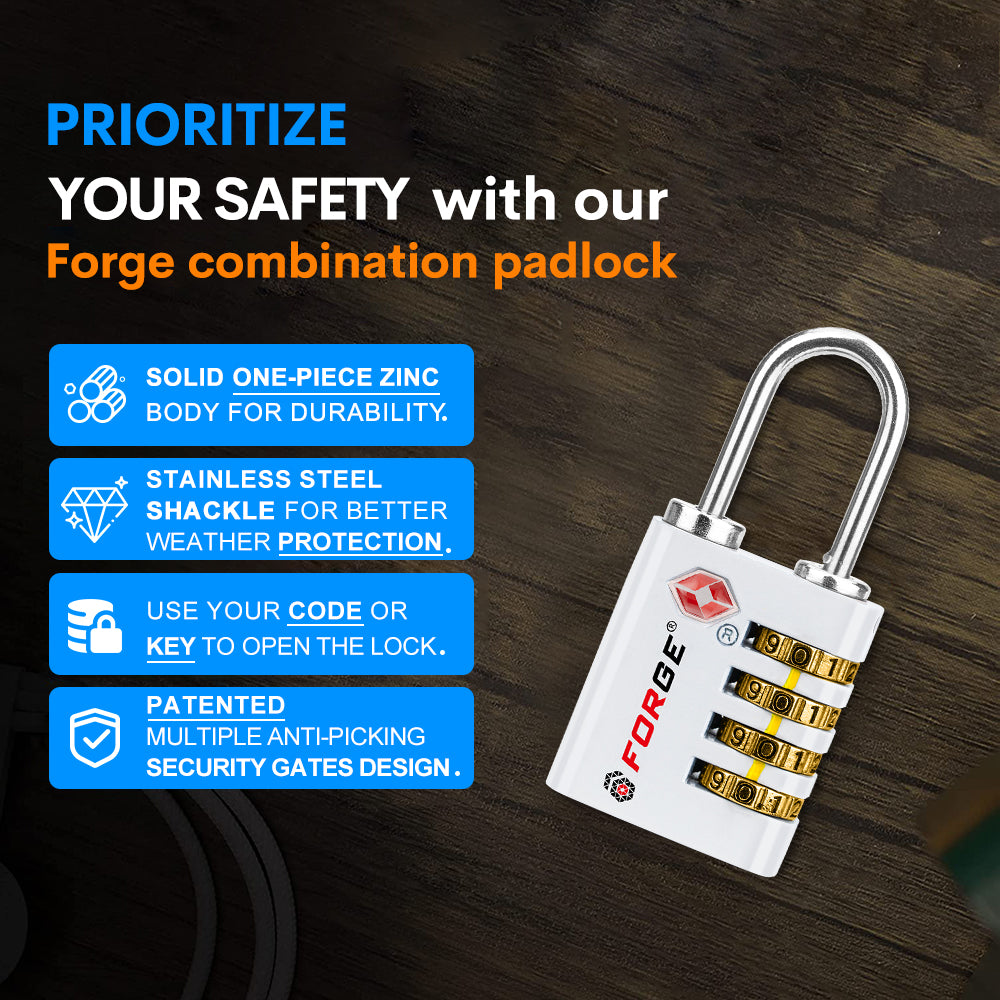 Forge Dual-Access TSA Approved Lock (Guardian series, White pack)