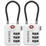 TSA Approved Luggage Cable Lock for Suitcase, Gym Locker & Toolbox (White Pack)