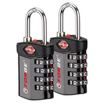 Forge TSA Approved 4-Digit Combination Lock with Open Alert, Black Pack