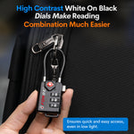Forge TSA Approved Cable Luggage Lock with Easy-to-Read Dials (Eagle Series, Black Pack)