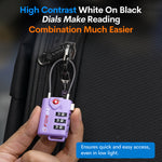 Forge TSA Approved Cable Luggage Lock with Easy-to-Read Dials (Eagle Series, Purple Pack)