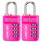TSA 4-Digit Combination Luggage Lock – Resettable with Open Alert (Pink)