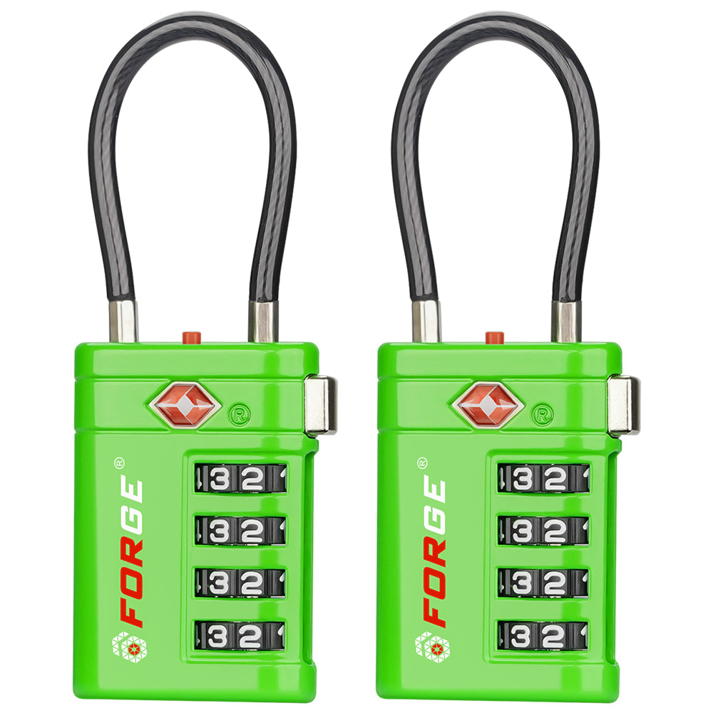 Forge TSA008 4-Digit Luggage Lock with Open Alert (Optimus Series, Green Pack)