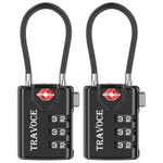 TSA Approved Luggage Cable Lock for Suitcase, Gym Locker & Toolbox (Black Pack)