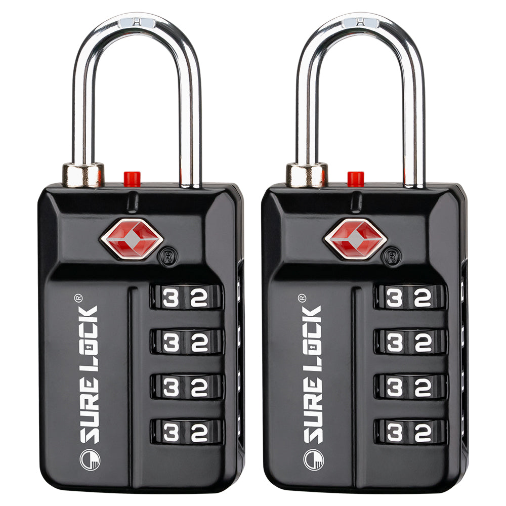 TSA 4-Digit Combination Luggage Lock – Resettable with Open Alert (Black)