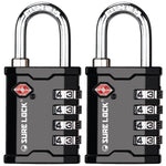 TSA Accepted Heavy Duty Combination Luggage Padlock – Ideal for Gun Cases, Equipment (Black Pack) - LockSelect 