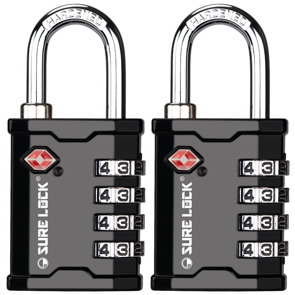 TSA Accepted Heavy Duty Combination Luggage Padlock – Ideal for Gun Cases, Equipment (Black Pack) - LockSelect 