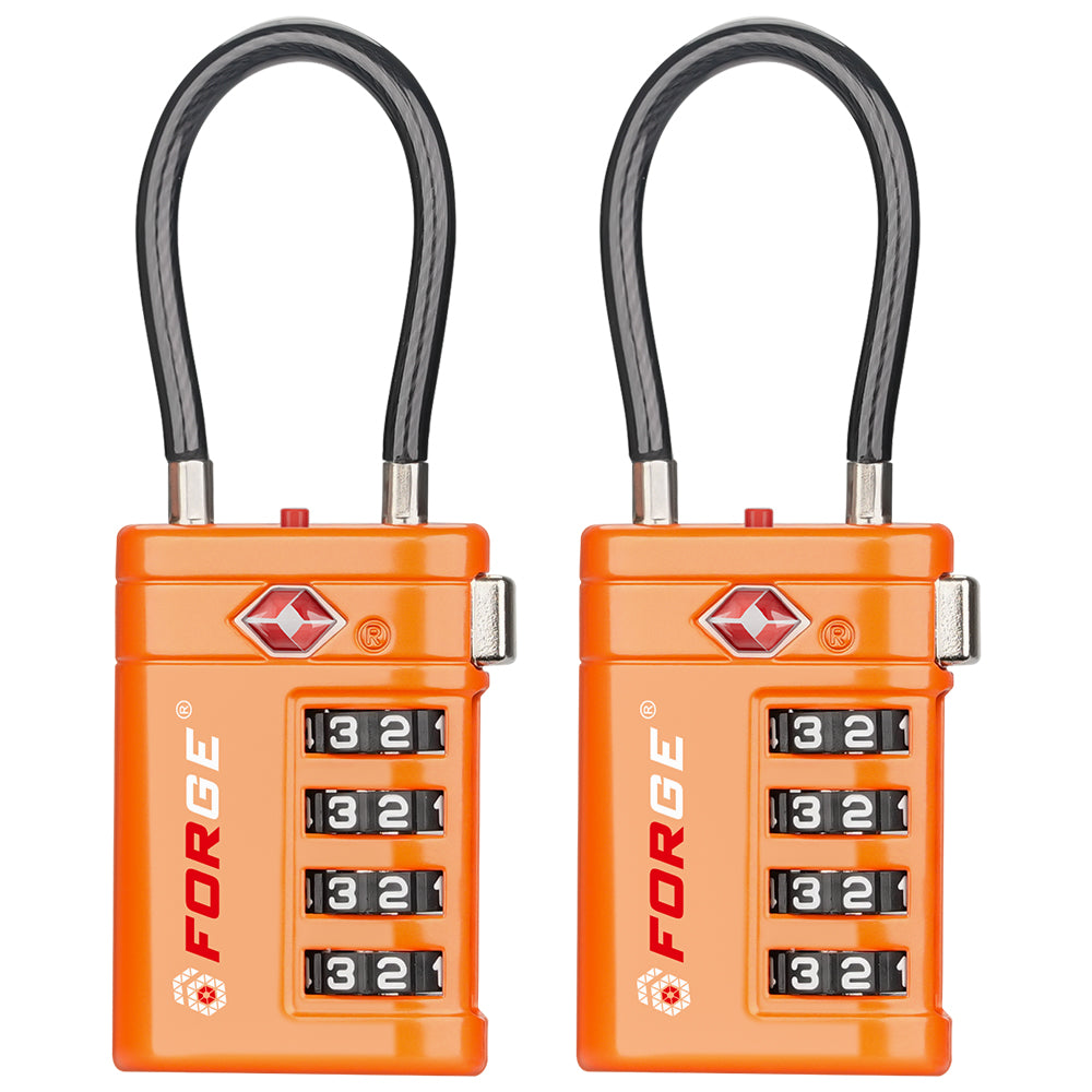 Forge TSA008 4-Digit Luggage Lock with Open Alert (Optimus Series, Orange Pack)