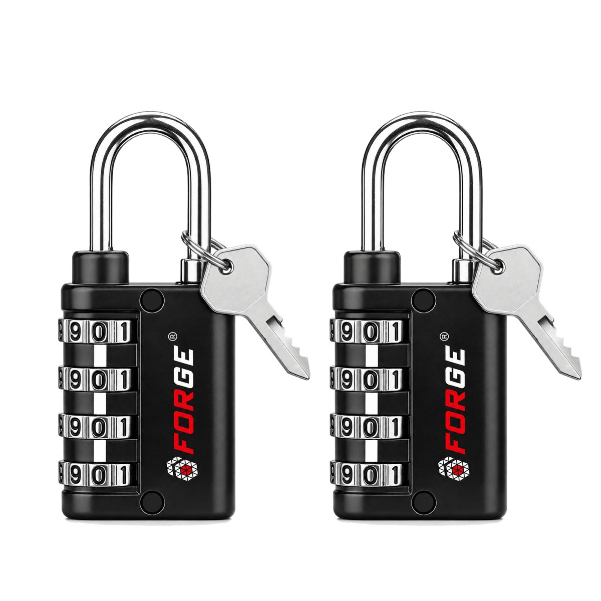 Forge Twin Guard Dual-Access Combination Padlock with Key - Black