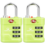 TSA Approved Luggage Lock – 3-Digit Combination Padlock with Open Alert & Easy-Read Dials (Green Pack) - LockSelect 