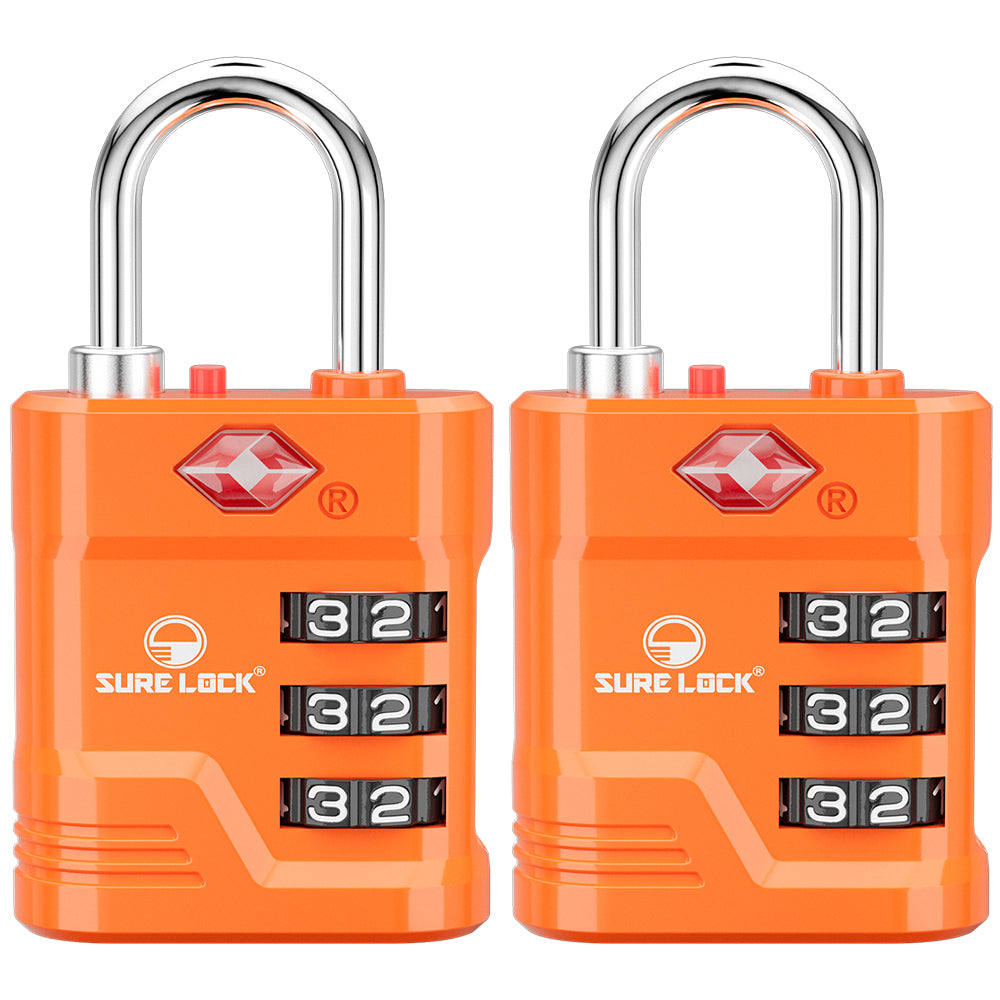TSA Approved Luggage Lock – 3-Digit Combination Padlock (Orange Pack) - LockSelect 