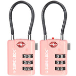TSA Approved Luggage Lock – Combination Cable Lock with Open Alert & Easy-Read Dials (Pink Pack) - LockSelect 