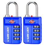 TSA 4-Digit Combination Luggage Lock – Resettable with Open Alert (Blue)