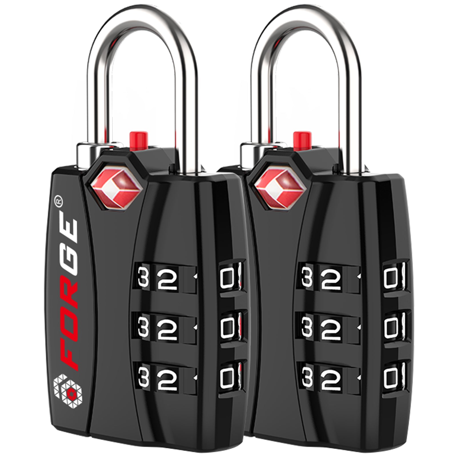 Forge TSA-Approved Luggage Lock: 3-Digit Combination, Open Alert Indicator （Titan Series Black Pack）