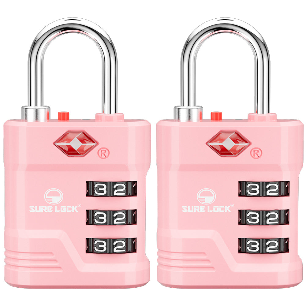 TSA Approved Combination Padlock with Open Alert & Easy-Read Dials (Pink Pack) - LockSelect 