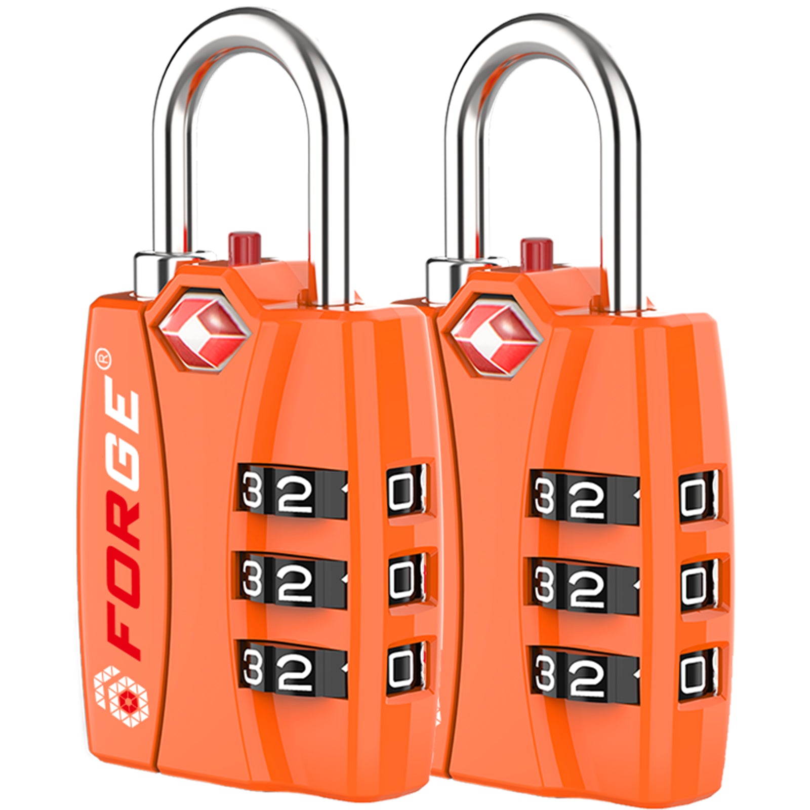 Forge TSA-Approved Luggage Lock: 3-Digit Combination, Open Alert Indicator （Titan Series Orange Pack）