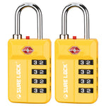 TSA 4-Digit Combination Luggage Lock – Resettable with Open Alert (Yellow)