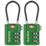 TSA Approved Luggage Cable Lock for Suitcase, Gym Locker & Toolbox (Army Green Pack)