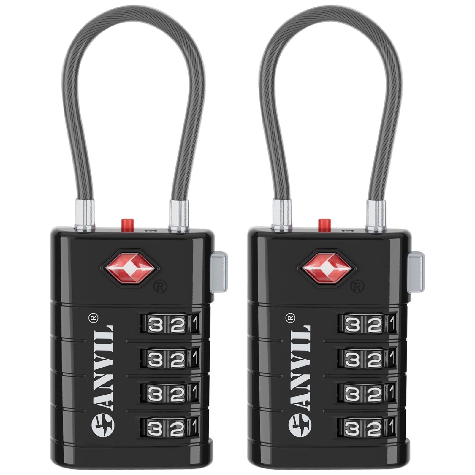 4-Digit TSA Approved Luggage Lock – TSA008 Core with Alert Indicator (Black Pack)