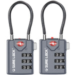 TSA Combination Cable Luggage Lock – Open Alert, Easy-Read Dials (Grey Pack) - LockSelect 