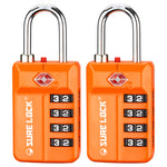 TSA 4-Digit Combination Luggage Lock – Resettable with Open Alert (Orange)