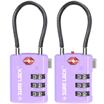 TSA Approved Luggage Lock – Combination Cable Lock with Open Alert (Purple) - LockSelect 