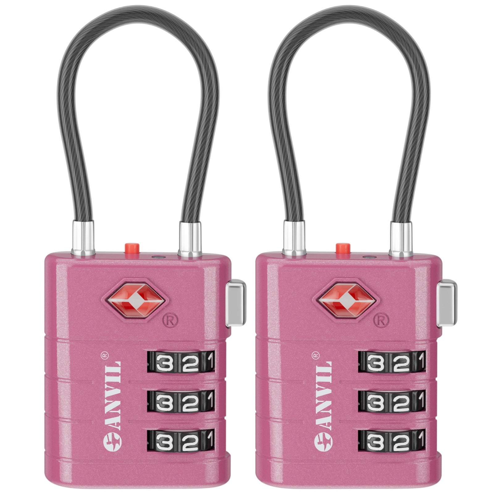 High Security TSA008 Combination Travel Lock with Inspection Indicator (Purple Pack)