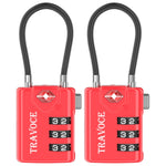 TSA Approved Luggage Cable Lock for Suitcase, Gym Locker & Toolbox (Red Pack)