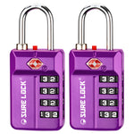 TSA 4-Digit Combination Luggage Lock – Resettable with Open Alert (Dark Purple)