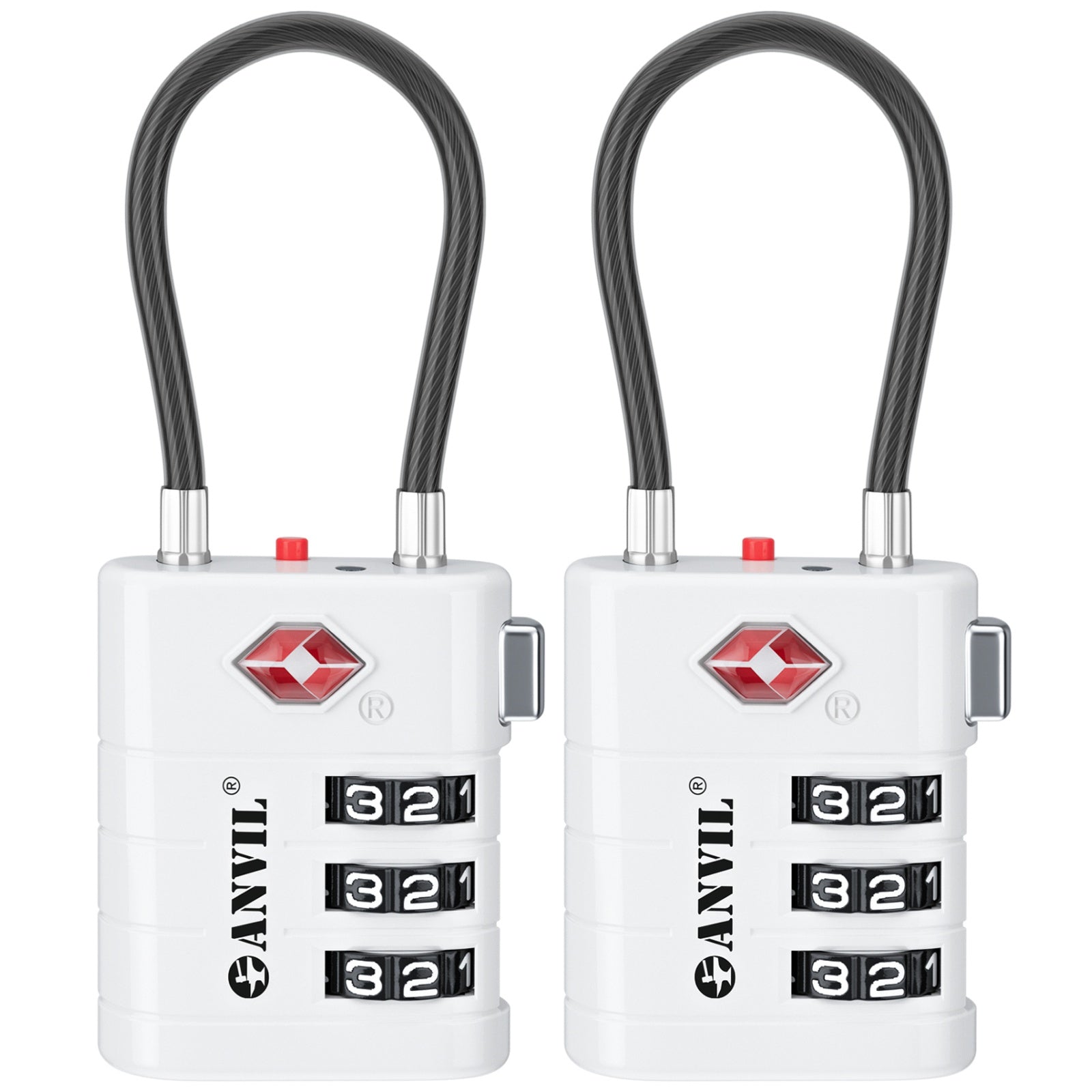 TSA Approved Luggage Lock with Inspection Indicator ( White Pack)