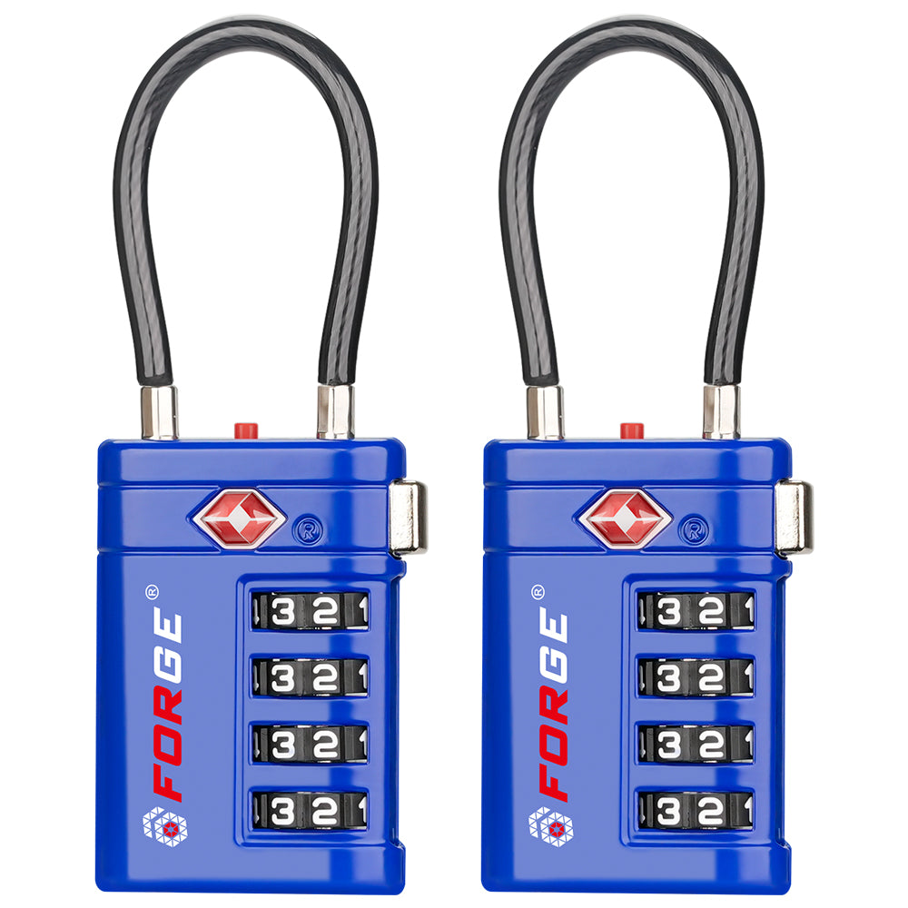 Forge TSA008 4-Digit Luggage Lock with Open Alert (Optimus Series, Blue Pack)