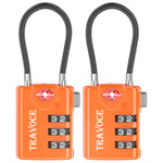 TSA Approved Luggage Cable Lock for Suitcase, Gym Locker & Toolbox (Orange Pack)
