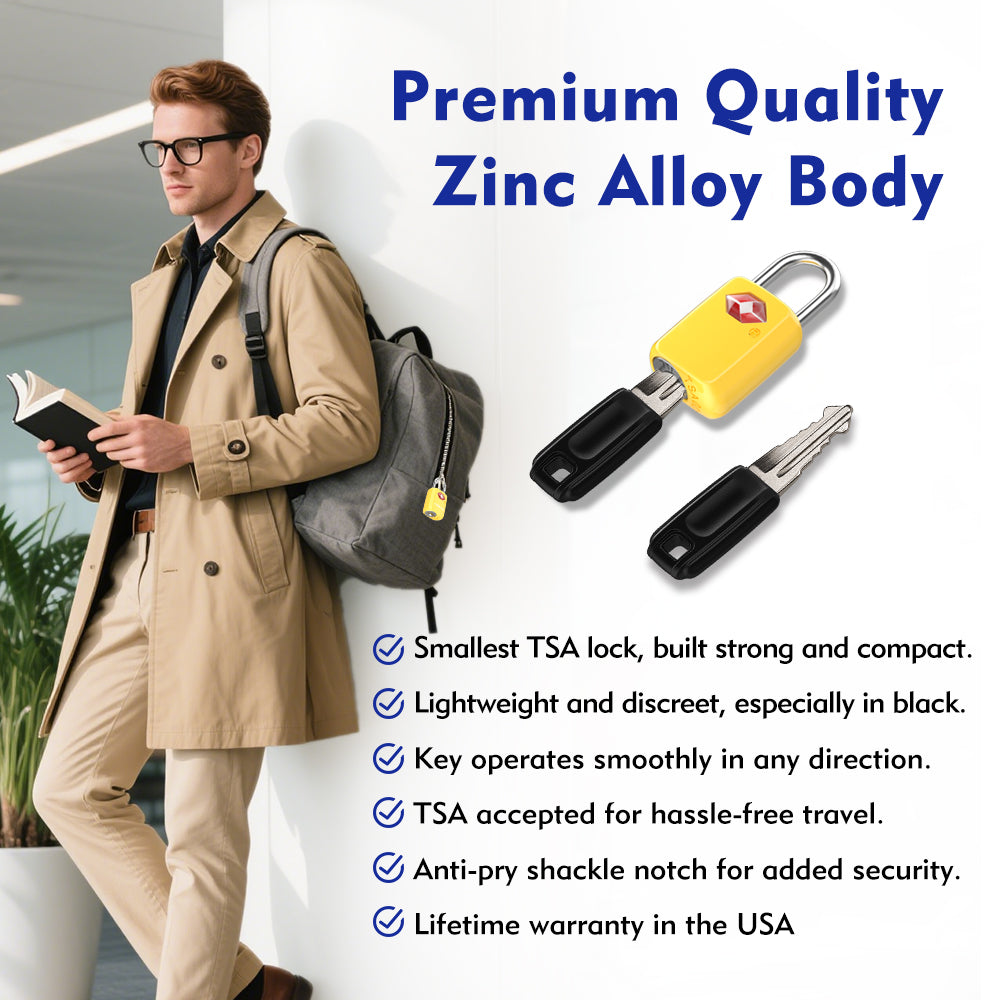 Mini TSA Approved Keyed Luggage Lock – One Key Opens All (Yellow Pack) - LockSelect 