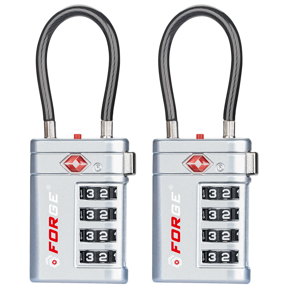 Forge TSA008 4-Digit Luggage Lock with Open Alert (Optimus Series, Silver Pack)