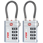 Forge TSA008 4-Digit Luggage Lock with Open Alert (Optimus Series, Silver Pack)