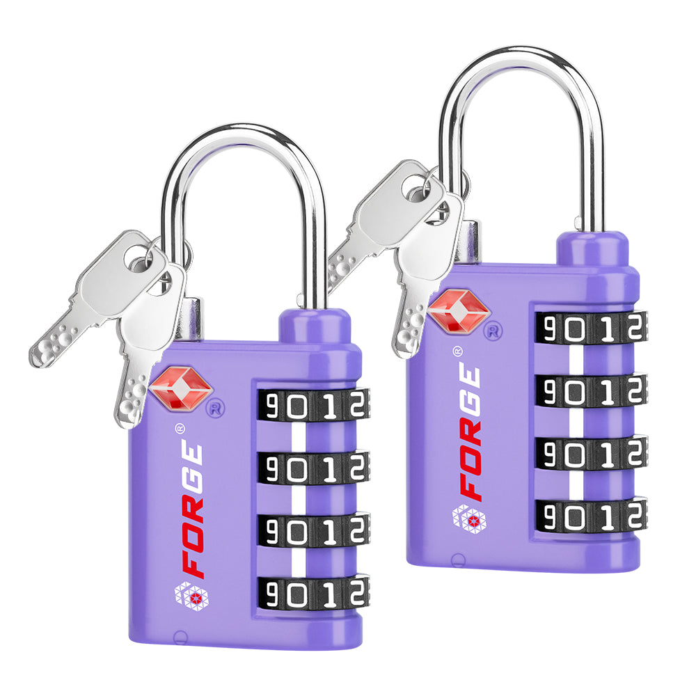 Forge Dual-Opening TSA Lock: Combo & Key Access , Purple Pack