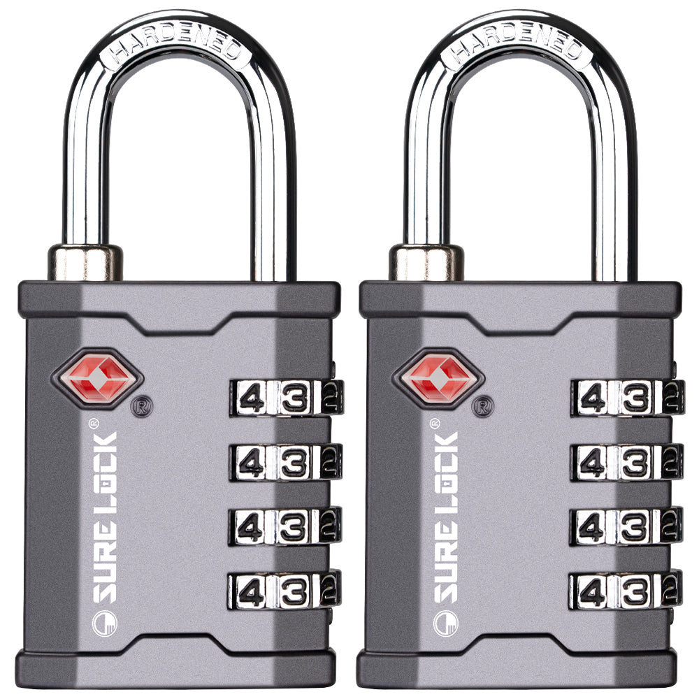 TSA Accepted Combination Luggage Padlock – Ideal for Gun Cases, Transport Equipment, and More (Grey Pack) - LockSelect 