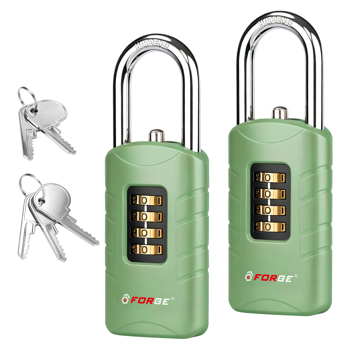 Forge 4-Digit Combination Padlock with Backup Keys, Short Shackle, Green
