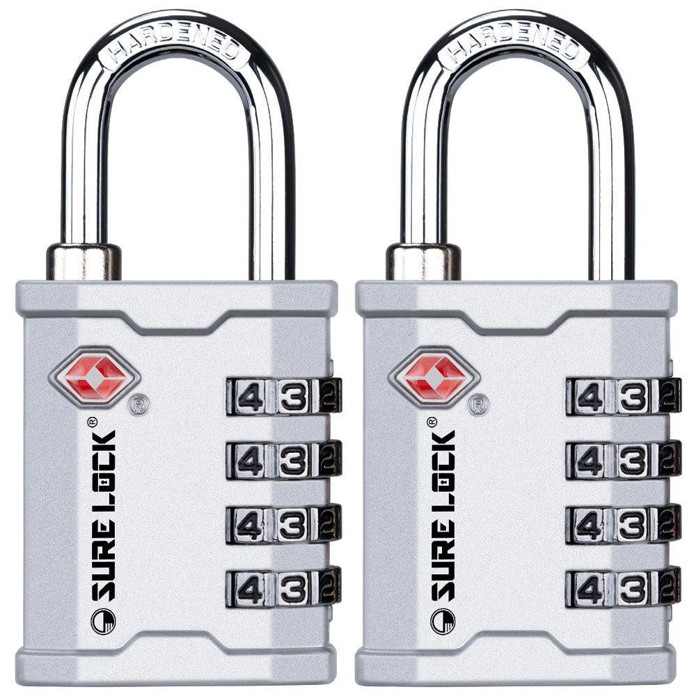 TSA Luggage Padlock – Ideal for Gun Cases, Transport Equipment (Silver Pack) - LockSelect 