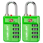 TSA 4-Digit Combination Luggage Lock – Resettable with Open Alert (Green)