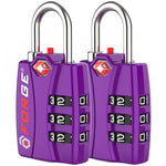 Forge TSA-Approved Luggage Lock: 3-Digit Combination, Open Alert Indicator（Titan Series Purple Pack）
