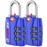 Forge TSA-Approved Luggage Lock: 3-Digit Combination, Open Alert Indicator （Titan Series Blue Pack）