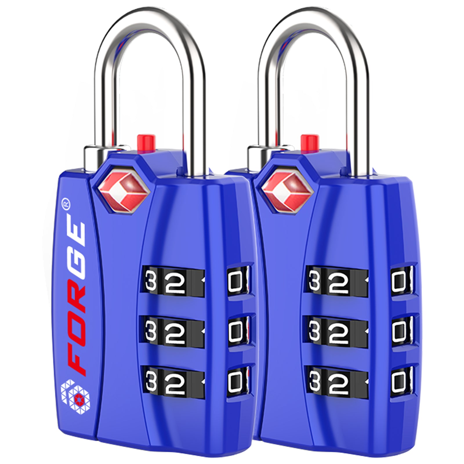 Forge TSA-Approved Luggage Lock: 3-Digit Combination, Open Alert Indicator （Titan Series Blue Pack）