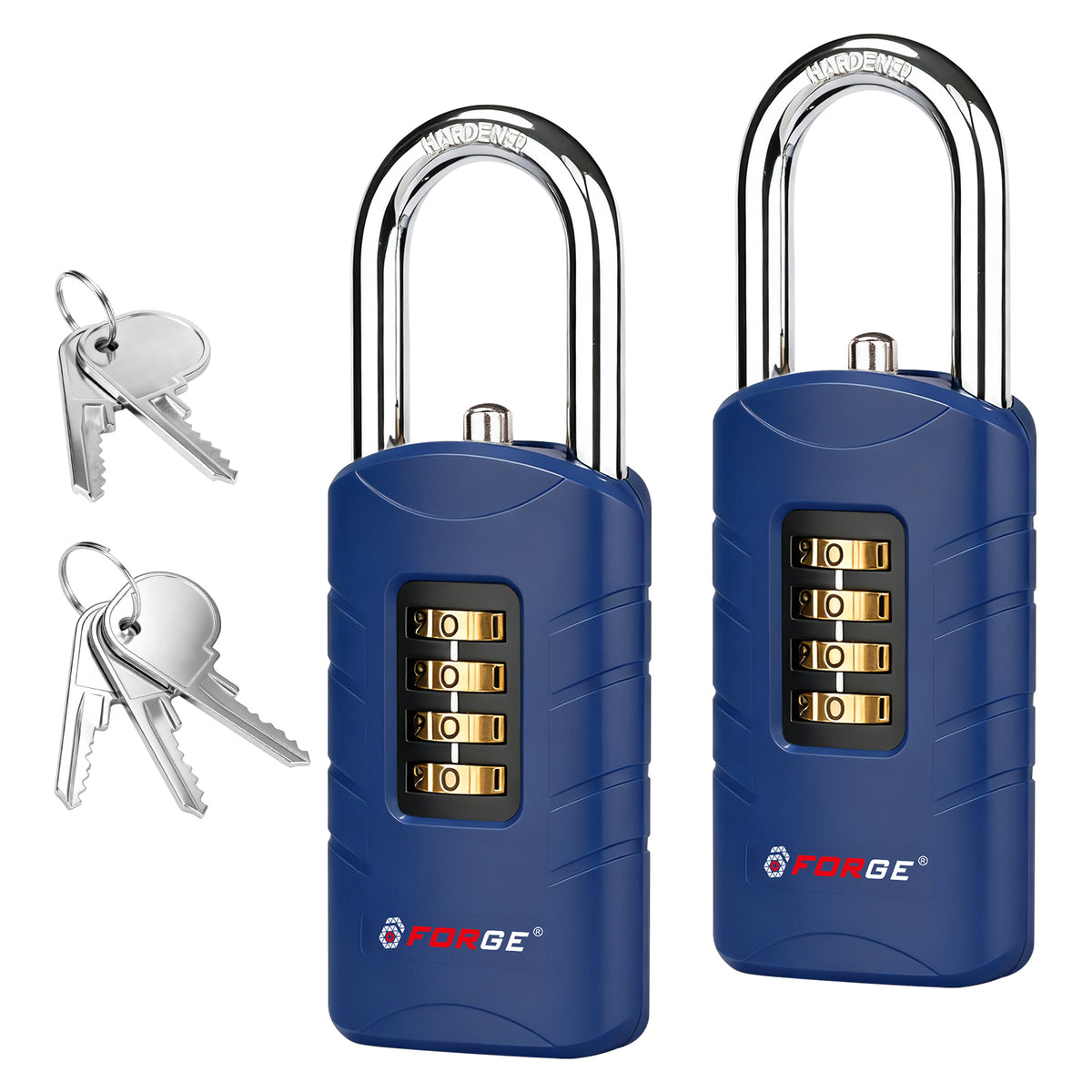 Forge 4-Digit Combination Padlock with Backup Keys, Short Shackle, Blue