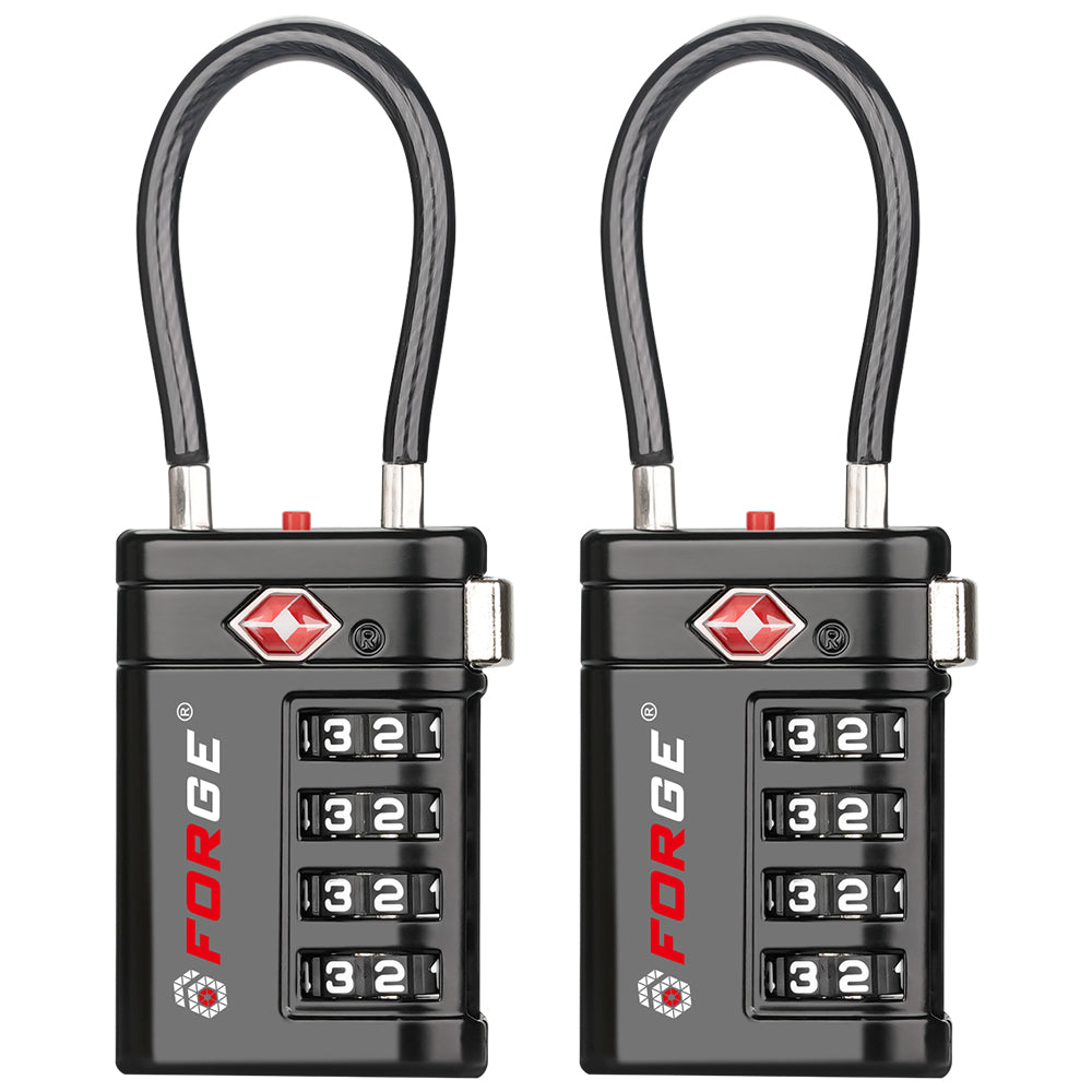 Forge TSA008 4-Digit Luggage Lock with Open Alert (Optimus Series, Black Pack)