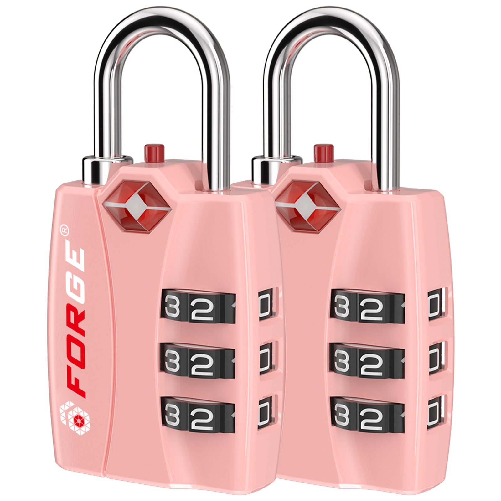 Forge TSA-Approved Luggage Lock: 3-Digit Combination, Open Alert Indicator （Titan Series Pink Pack）
