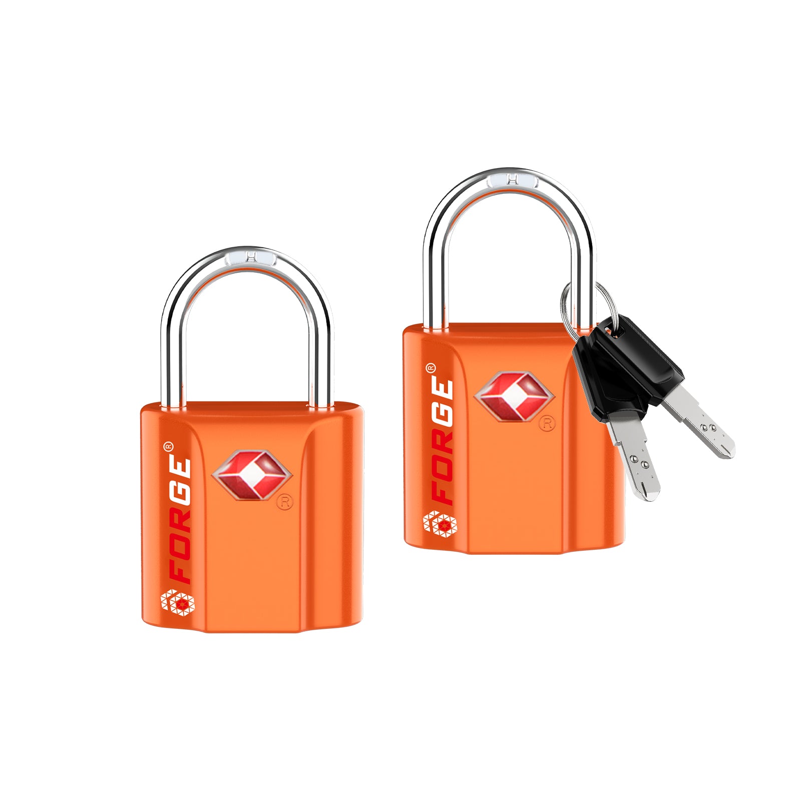 Forge TSA Approved Key Locks for Travel - Compact Alloy (OX Series, Orange Pack)